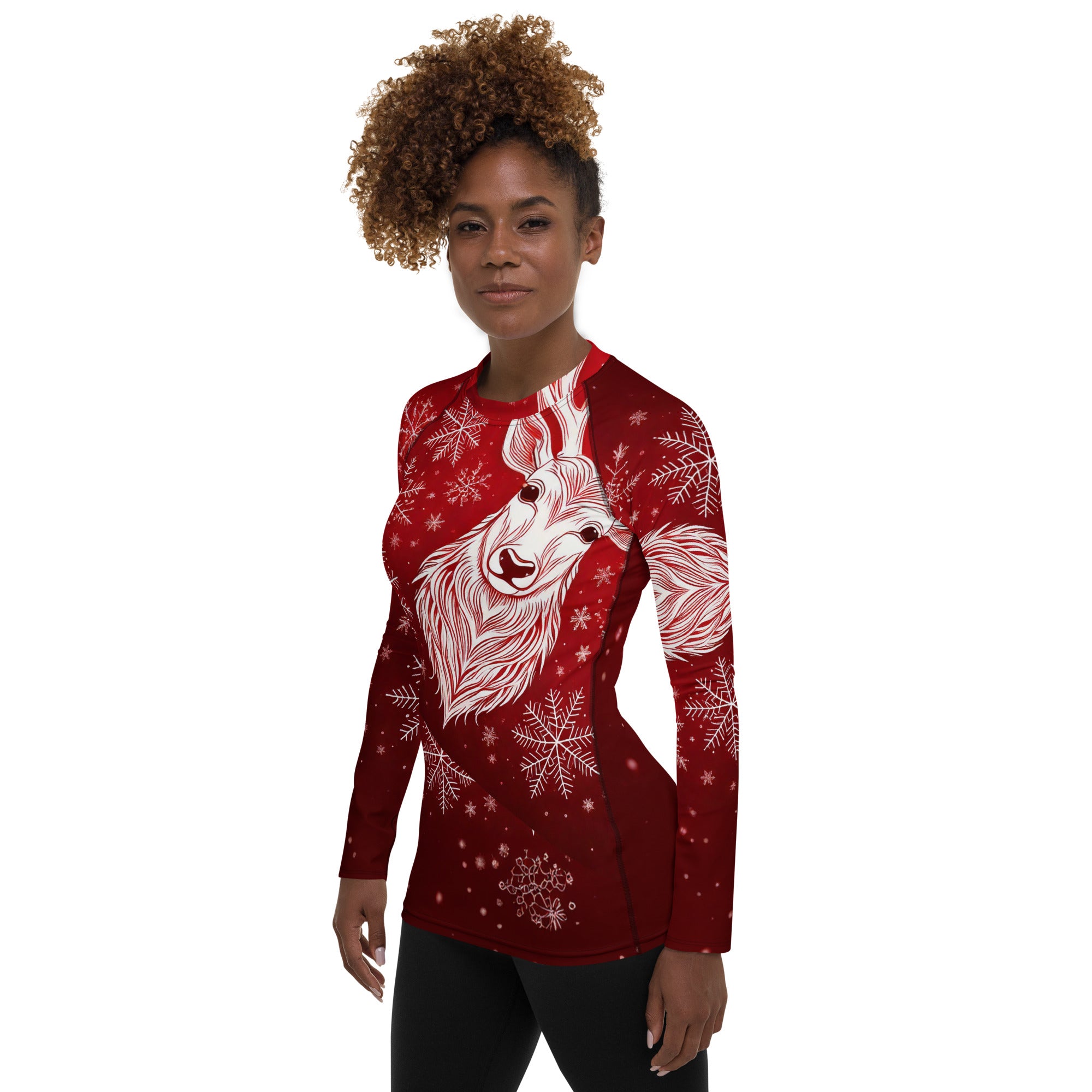 Red and White Christmas Girl's Pullover. Christmas Long Sleeved Sweater Party Top. WickedYo.